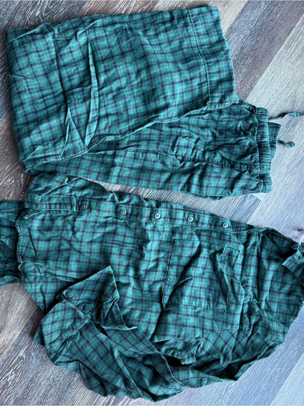 Auden XS Green Plaid Soft Flannel Lounge Pants and top